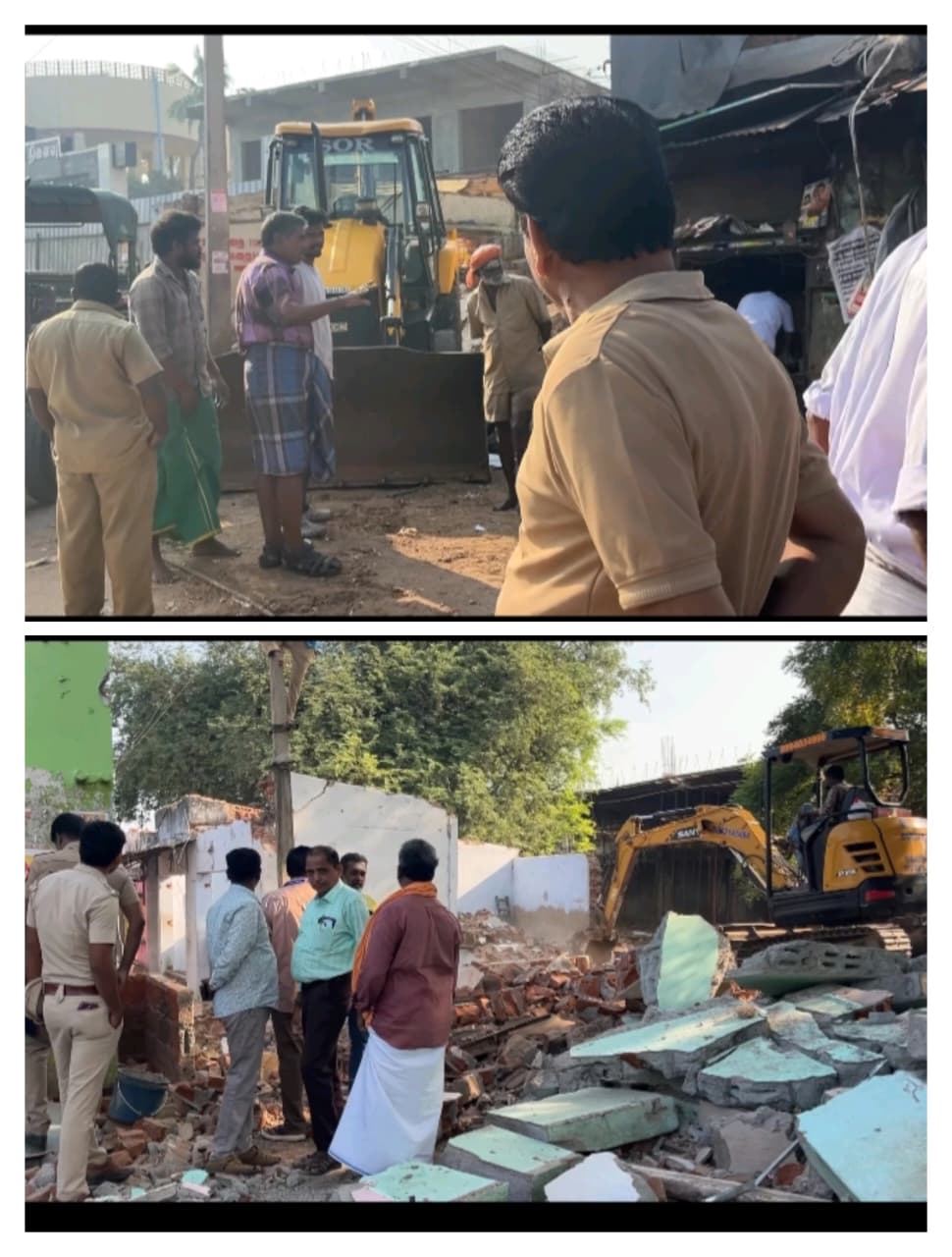 பேருந்து நிலையம் மற்றும் விரிவாக்கத்திற்காக கடைகள் இடிக்கும் பணி..,