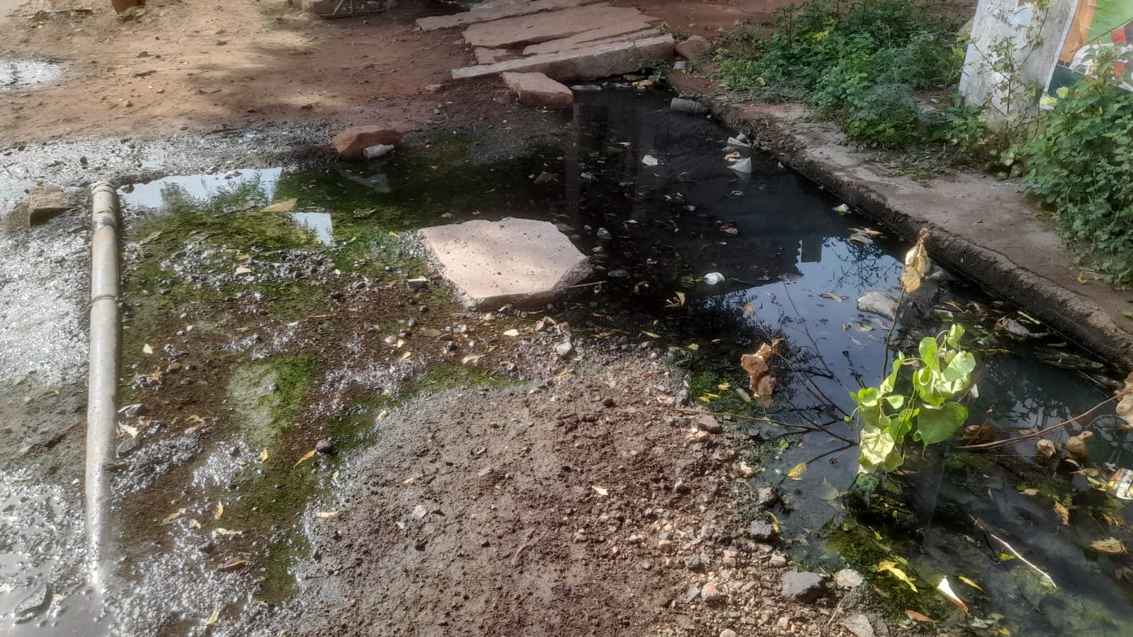 பள்ளி அருகில் கழிவு நீர் தேங்கி சாலையில் ஓடுவதால் தொற்று நோய் பரவும் அபாயம்..,
