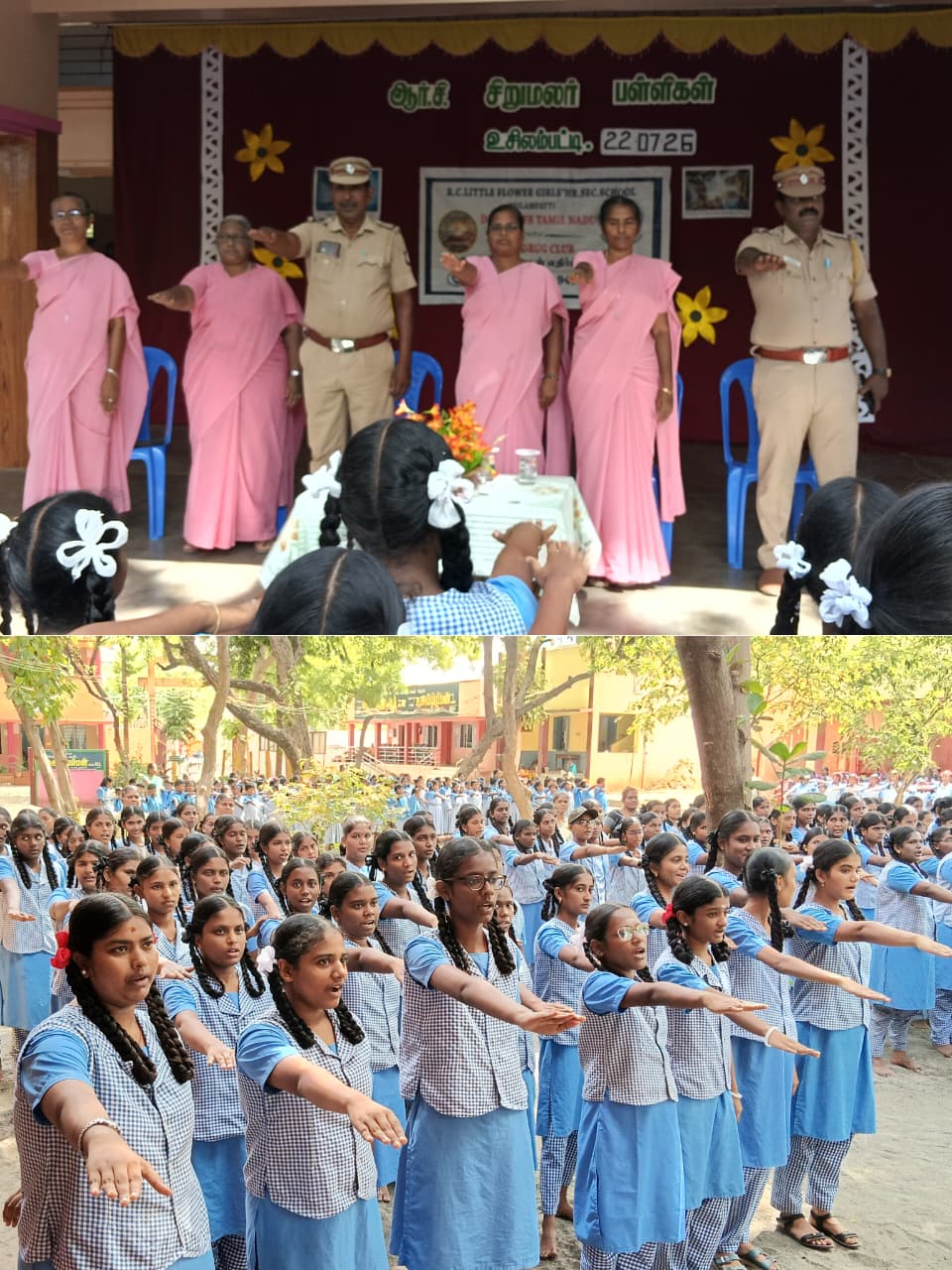 உசிலம்பட்டியில் பள்ளி மாணவிகள் பங்கேற்ற போதை தடுப்பு விழிப்புணர்வு பேரணி..,